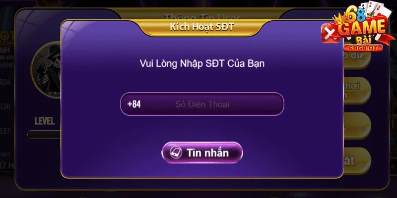 Đăng Ký 68 Game Bài | Các Bước Để Sở Hữu Acc Cá Nhân Hợp Lệ 2 Cung cấp SĐT cá nhân để thực hiện quy trình