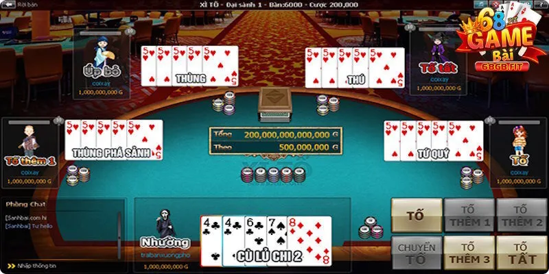 Cập nhật những tập hợp bài khi chơi game bài Xì Tố 68GB