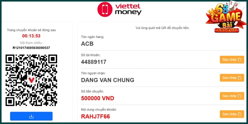 Nạp Tiền 68 Game Bài | 3 Phương Thức Cấp Vốn Đơn Giản 3 Cấp vốn bằng ví Viettel Pay